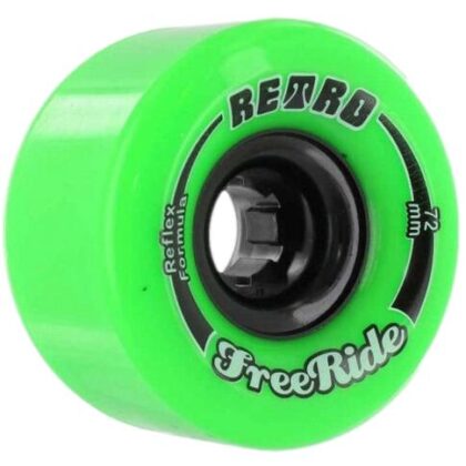 ABEC 11 WHEELS RETRO FREERIDES REFLEX 72MM 80A NEON GREEN 4 PACK