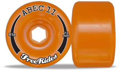 ABEC 11 WHEELS FREERIDES 72MM 81A AMBER THANE 4 PACK
