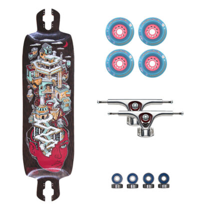 Pantheon Nexus Ruins Graphic Longboard Complete 88 MCFLY WHEELS