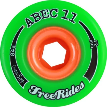 ABEC 11 WHEELS CLASSIC FREERIDES 72MM CENTER SET 84A GREEN 4 PACK Centre set