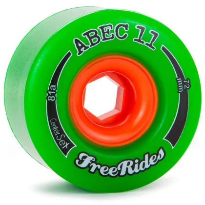 ABEC 11 WHEELS CLASSIC FREERIDES 72MM CENTER SET 81A GREEN 4 PACK Centre set