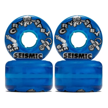 SEISMIC CRY BABY 62MM 82A CLEAR BLUE LONGBOARD WHEELS