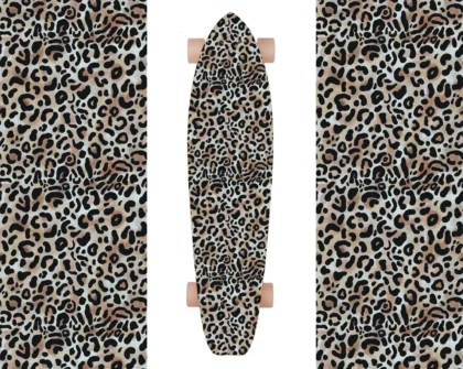 Longboard Skateboard Grip Tape 42" x 10" - Leopard Print