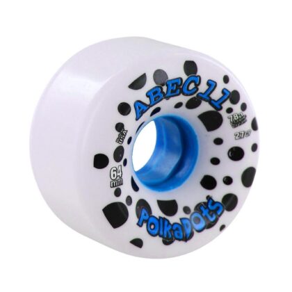 ABEC 11 WHEELS PINK POLKA DOTS 64MM 81A WHITE & BLUE 4 PACK