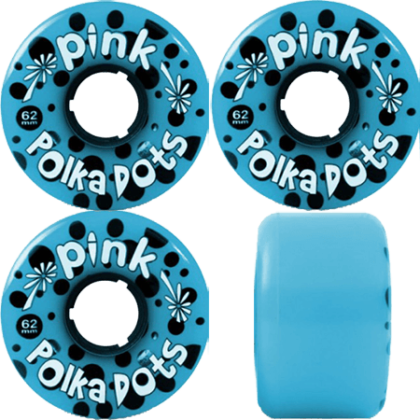 ABEC 11 WHEELS PINK POLKA DOTS 62MM 81A BLUE 4 PACK